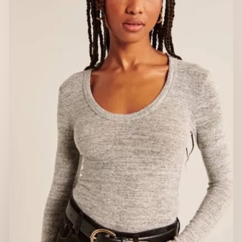 Abercrombie long sleeve bodysuit gray